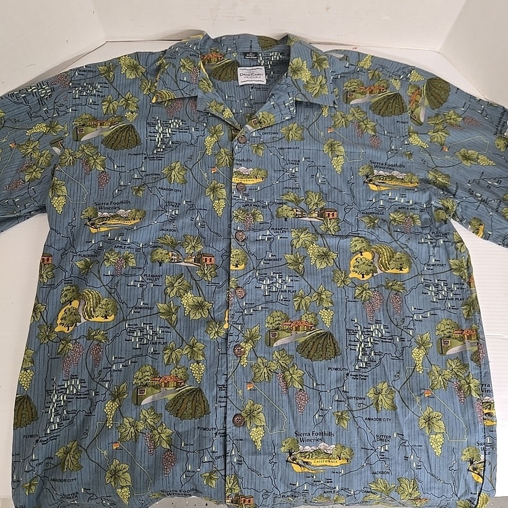 David Carey Sierra‎ Foothills Wineries California Hawaiian Shirt Men Size 2x